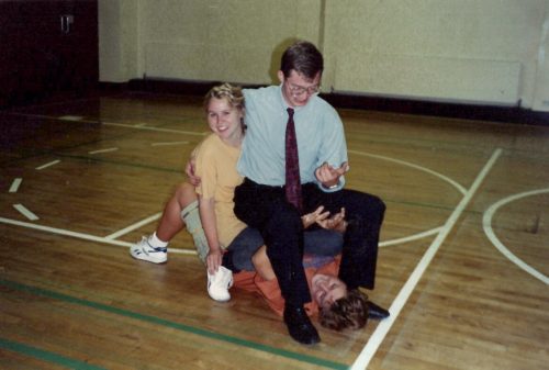 Paul Sherwood, Jacqueline (Birks) Jennings, sitting on Melanie Ballantyne